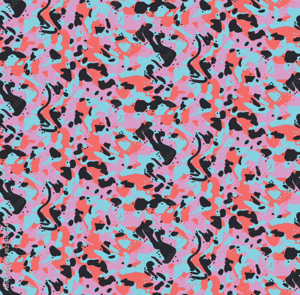 Neon color pixelated camouflage patterns
