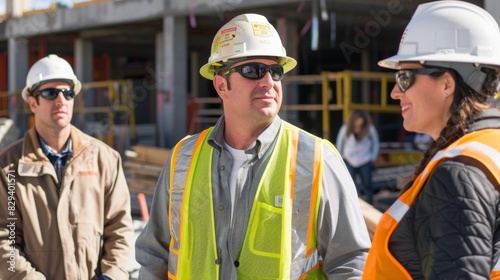 Construction managers overseeing the building of a community college with a focus on creating an inclusive and accessible facility for all students. photo