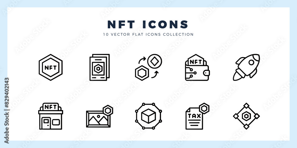 10 NFT Lineal icons pack. vector illustration.