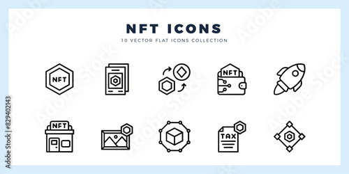 10 NFT Lineal icons pack. vector illustration.
