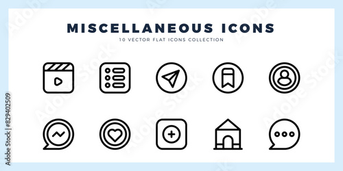 10 Social Media (Instagram) Lineal icons pack. vector illustration.