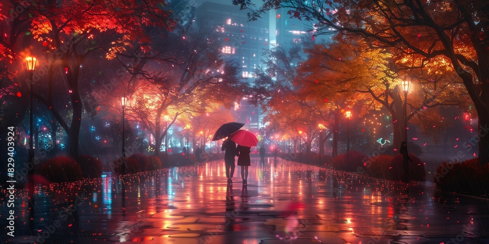Rain-kissed Park Affection, generative ai