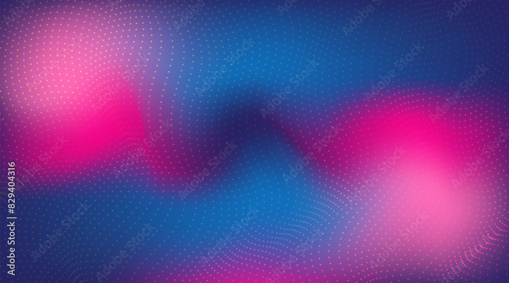 Abstract dotted waving particles in neon colors, technology background design. Futuristic halftone faded texture, grunge pattern made of dots, circles. Abstract wave moving dots flow particles. Abstract dotted waving particles in neon colors, technology background design. Futuristic halftone faded texture, grunge pattern made of dots, circles. Abstract wave moving dots flow particles.