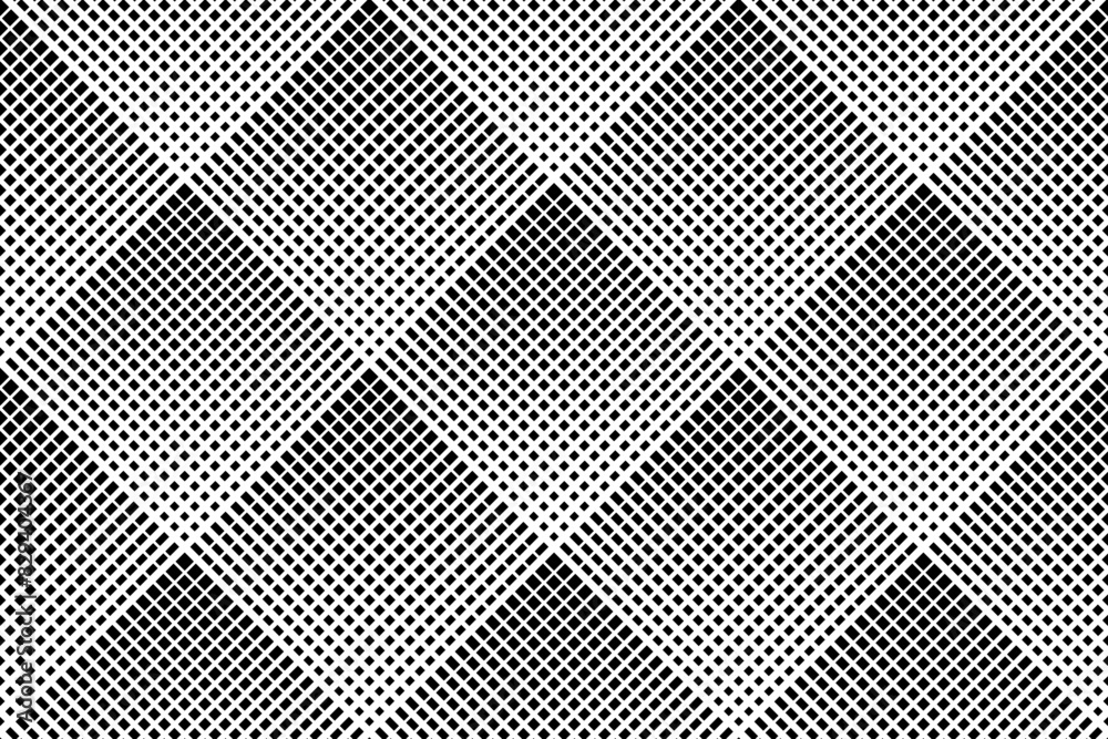 Abstract Seamless Geometric Halftone Checked Pattern. Black and White Textured Background. Abstract Seamless Geometric Halftone Checked Pattern. Black and White Textured Background.