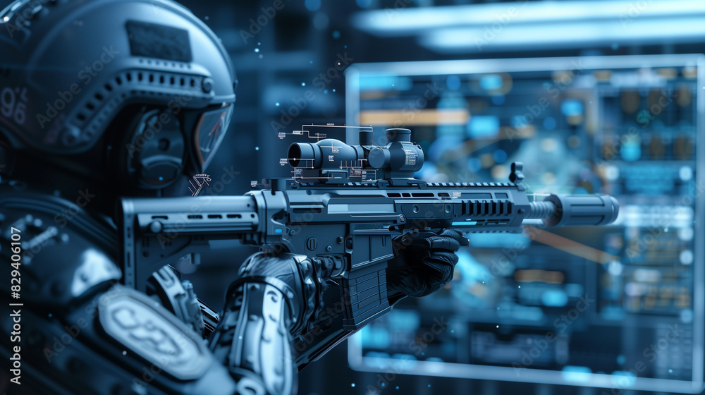 Fototapeta premium modern automatic riffle, futuristic weapon technology