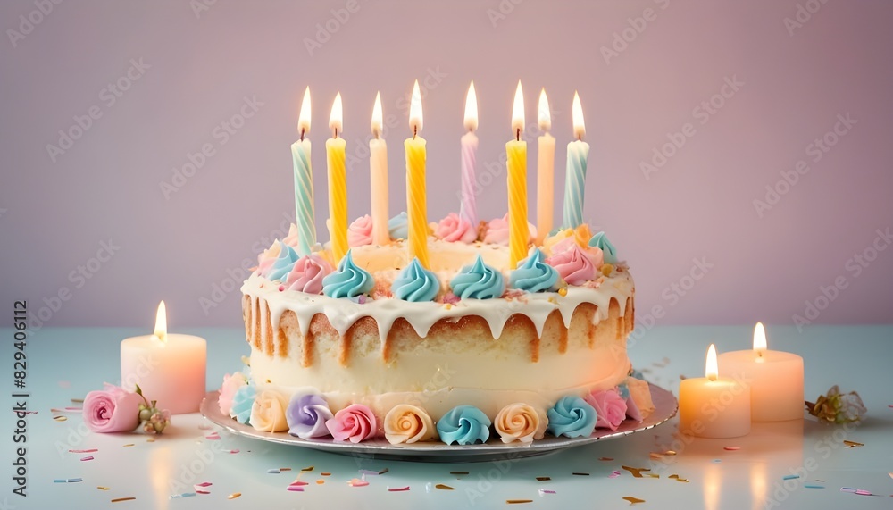 birthday cake with candles isolated on transparent background cutout ...