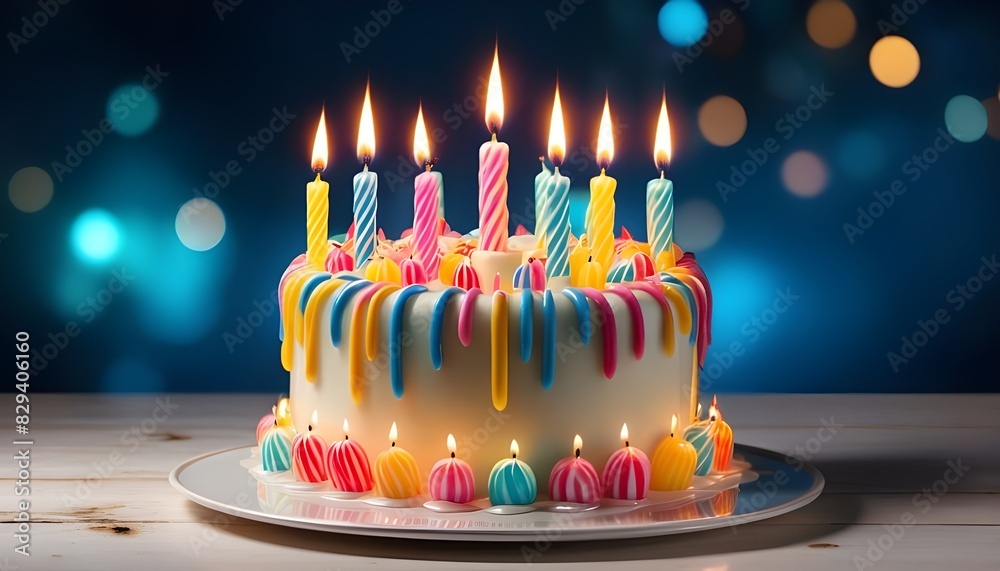 birthday cake with candles isolated on transparent background cutout ...