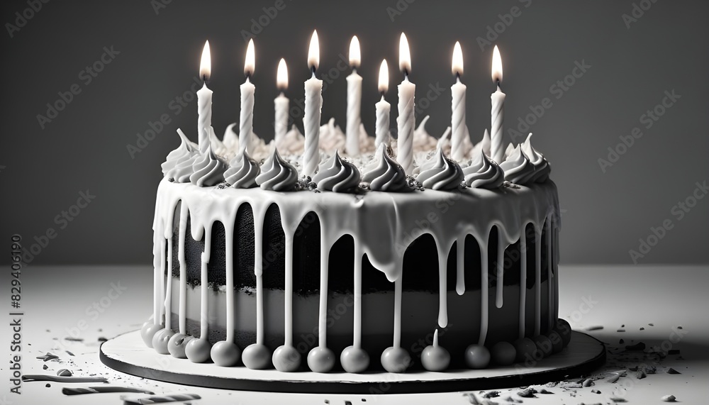 birthday cake with candles isolated on transparent background cutout ...