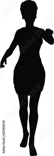 Silhouette of woman in short dress. Detailed silhouette of a woman in short party dress and high heels.