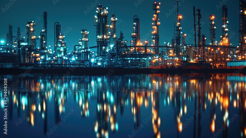 Naklejka premium Pipeline and pipe rack of petroleum industrial background