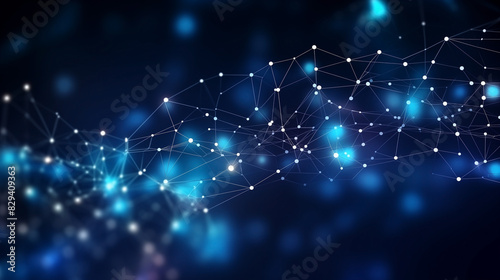 The futuristic background features an abstract blue network, illustrating the concept of technology and science in modern tech connections. network, background, technology, futuristic, connection,