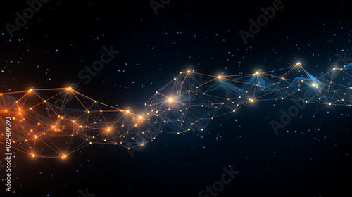 The futuristic background features an abstract blue network, illustrating the concept of technology and science in modern tech connections. network, background, technology, futuristic, connection,