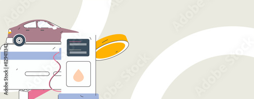 Vector Internet operation hand-drawn illustration of people getting discounts for refueling their cars
