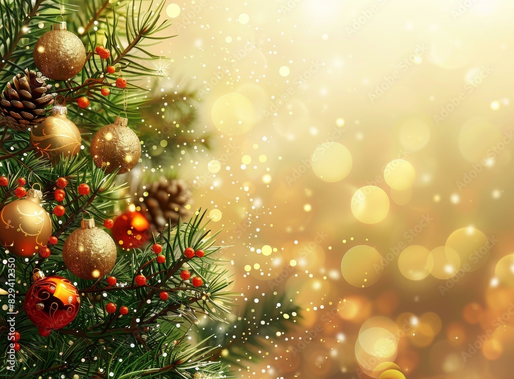 Christmas Tree Adorned with Golden Ornaments Christmas Tree Adorned with Golden Ornaments