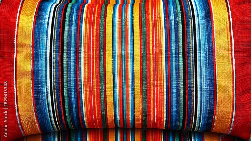 A multicolored striped pillow atop a white bed pillow, both atop a white bed Nearby, a red pillow rests atop another white bed pillow A multicolored striped pillow atop a white bed pillow, both atop a white bed Nearby, a red pillow rests atop another white bed pillow