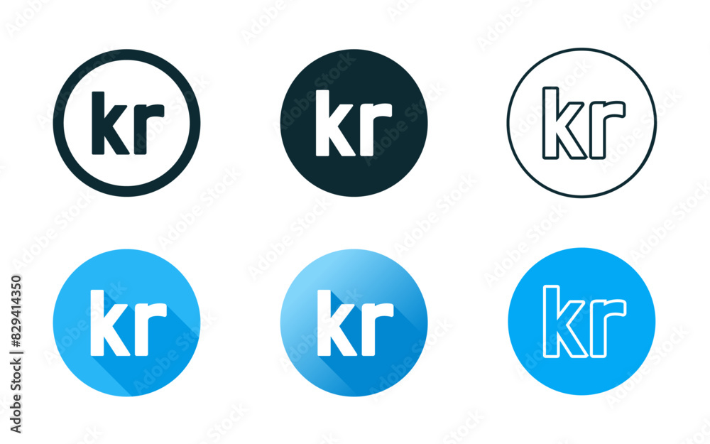 Krona or Krone Symbol Icon Set Krona or Krone Symbol Icon Set