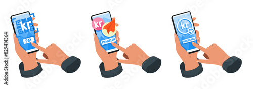 Mobile Banking with Krona or Krone Illustration