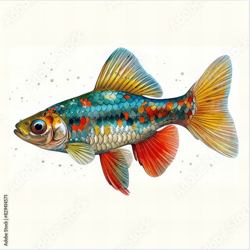 Platy fish cartoon drawing, isolaled on white background  photo
