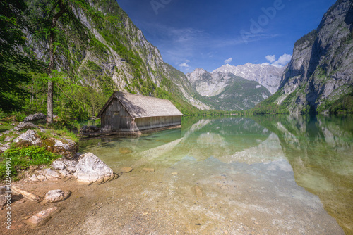 Bootshaus am Obersee lake in Berchtesgaden National Park, Alps Germany photo