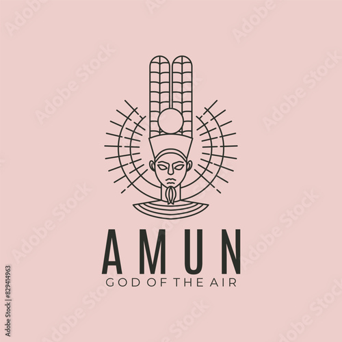 amun ancient egypt line art logo vector symbol illustration design