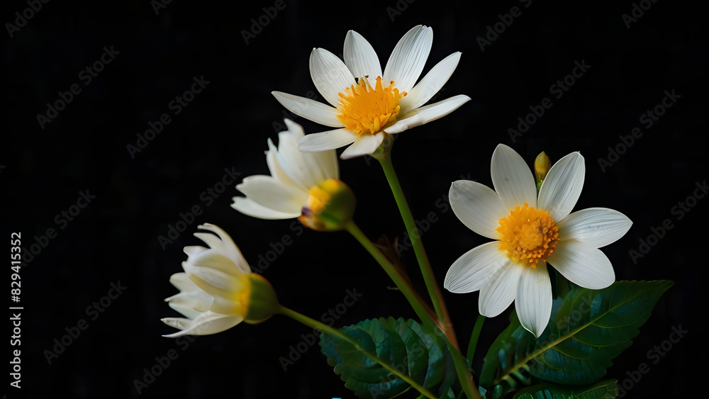 Flowers on a black background small daisy flowers on a black background background for signature Flowers on a black background small daisy flowers on a black background background for signature