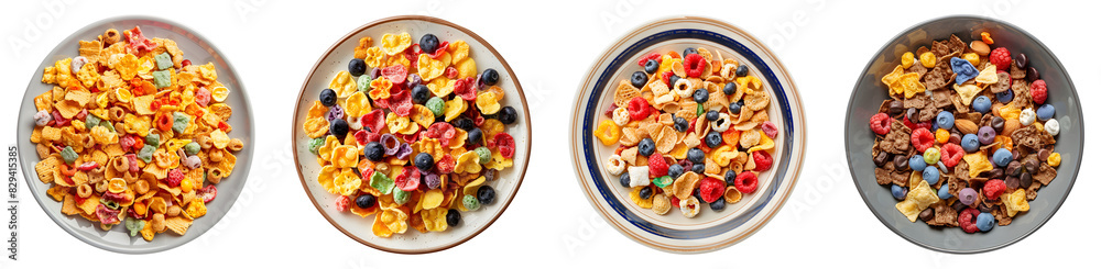 Breakfast cereal, isolated, PNG set, collection Breakfast cereal, isolated, PNG set, collection