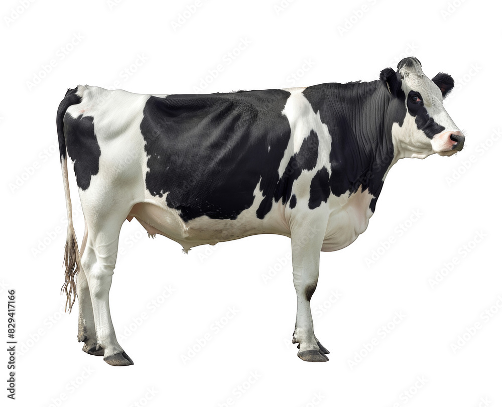 A black and white cow standing on two legs, png. A black and white cow standing on two legs, png.