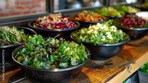 Bowls of leafy greens and mixed greens at the Italian eatery