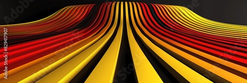 Wallpaper Mural red and black, yellow  three-dimensional striped background, black background aspect ratio 3:1, for banner, landing page, website Torontodigital.ca