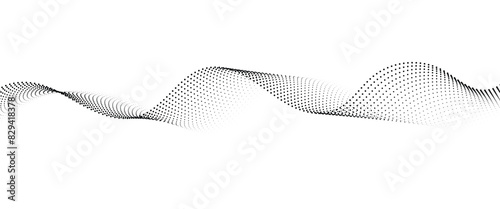 Flowing Dot Wave halftone gradient pattern on transparent background