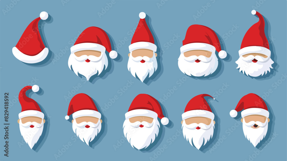 Santa Claus red hats white moustache and beards. Chri