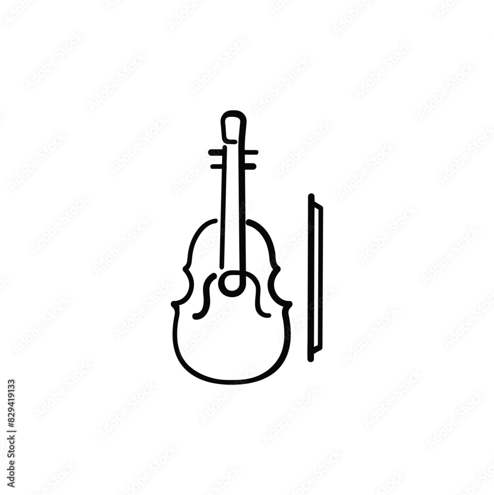 Naklejka premium Violin Line Style Icon Design 