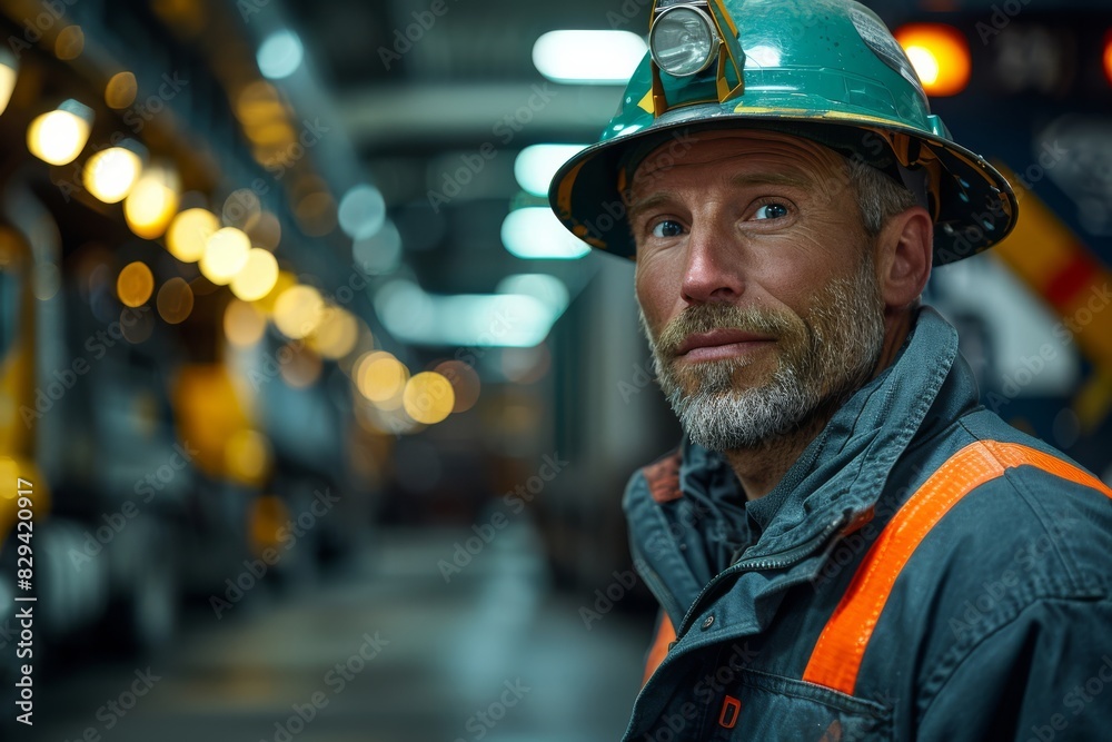 A striking and empowering photograph of garbage truck driver in full body. created with Generative AI technology A striking and empowering photograph of garbage truck driver in full body. created with Generative AI technology