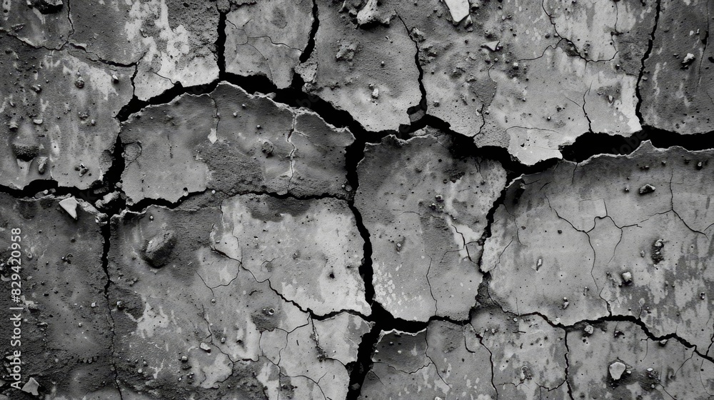 Obraz premium A monochrome image of a tree trunk split, resembling a knife's incision The bark appears as if it's been bitten in two halves
