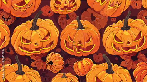Seamless pattern with shapes of ornate pumpkins. vector