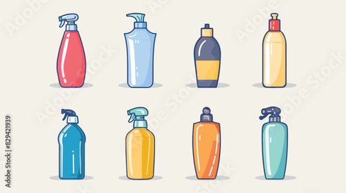 Shampoo bottle icon on light background. Cosmetics sy