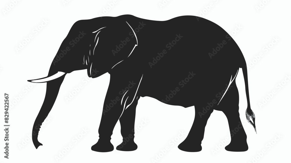 Silhouette of a elephant side view. Vector illustration