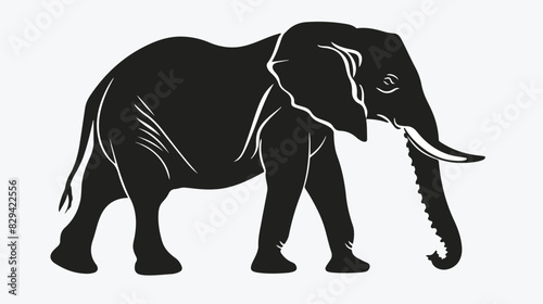 Silhouette of a elephant side view. Vector illustration