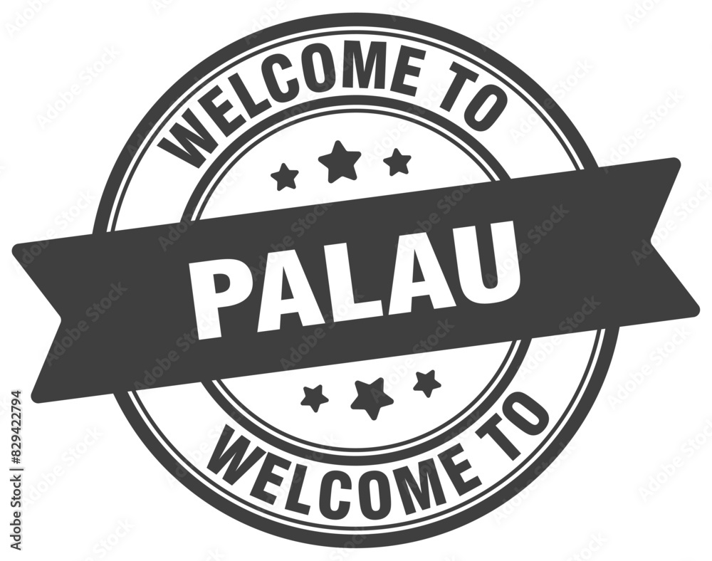 Welcome to Palau stamp. Palau round sign