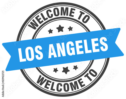 Welcome to Los Angeles stamp. Los Angeles round sign