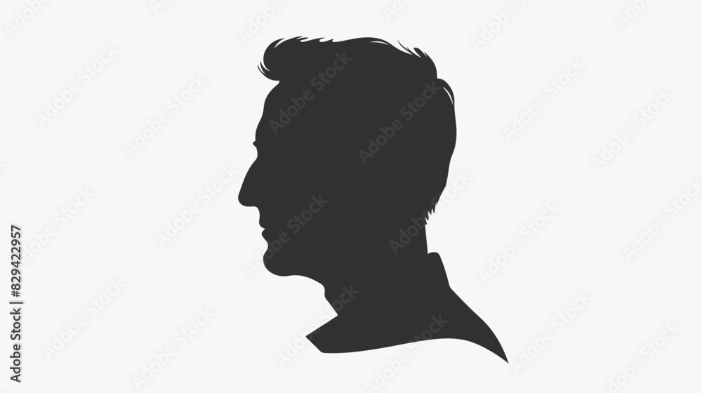 Silhouette of an adult man face. Outlines man in prof