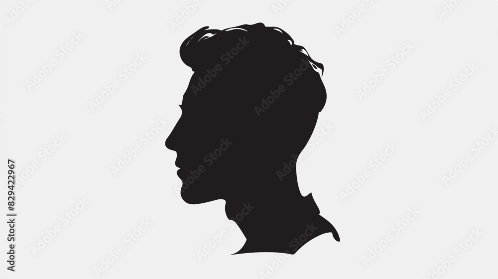Silhouette of an adult man face. Outlines man in prof