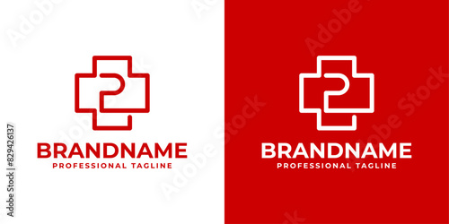 Number 2 Medical Cross Logo,  suitable for business related to Medical Cross or Pharmacy