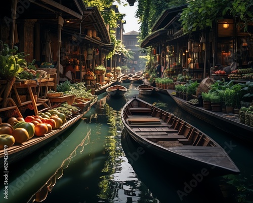 Exceptional 8K quality capture of Thailand s floating markets, rich with cultural elements and picturesque views © Nattapat