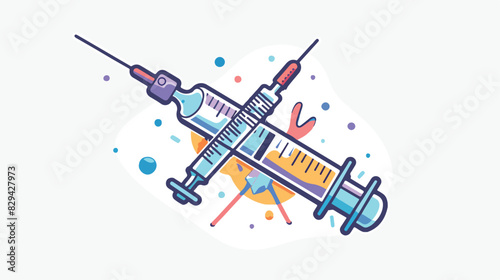 Syringe icon on white background. Vaccine injection style