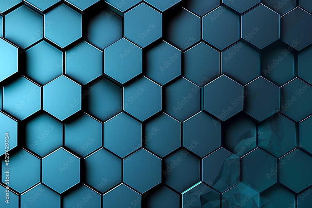 An abstract hexagon pattern with a gradient from dark blue to cyan, creating a vibrant and modern design. 