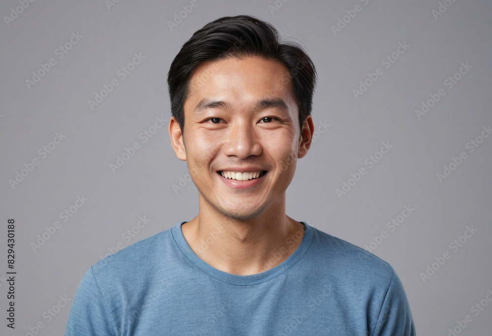 portrait view of a regular happy smiling asian man , ultra realistic, candid, social media, avatar image, plain solid background portrait view of a regular happy smiling asian man , ultra realistic, candid, social media, avatar image, plain solid background