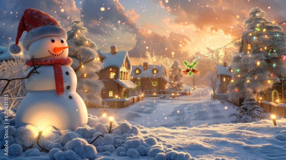 Obraz premium Snowy Christmas Village