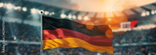 German flag at stadium. Sport concept. Football background