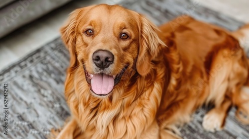 Adorable Golden Retriever Puppy Playing on Concrete Floor